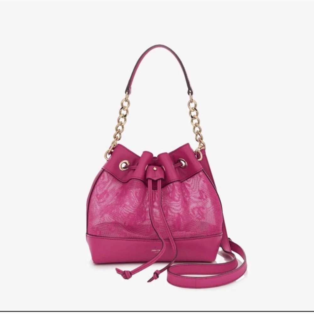 NWT JIMMY CHOO LEATHER MASH BAG - Picture 2 of 9